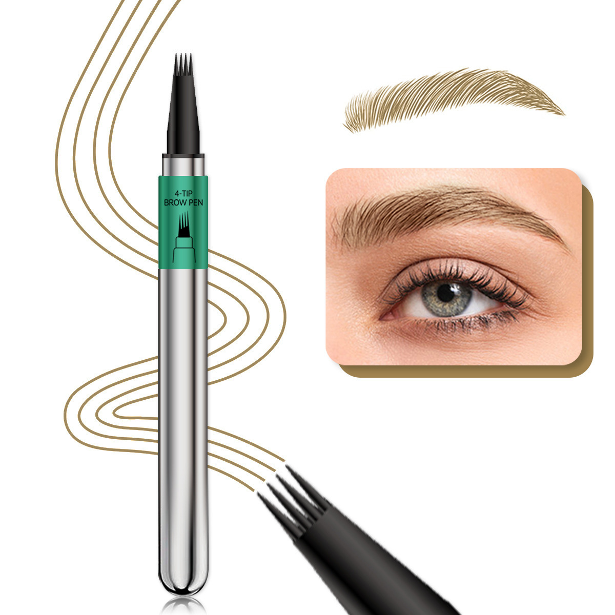 Smudge-Proof Four-Claw Eyebrow Pencil for Defined, Long-Wear Brows
