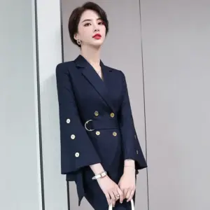 Office Plaid Business Suit Set for Women - Polyester Blend