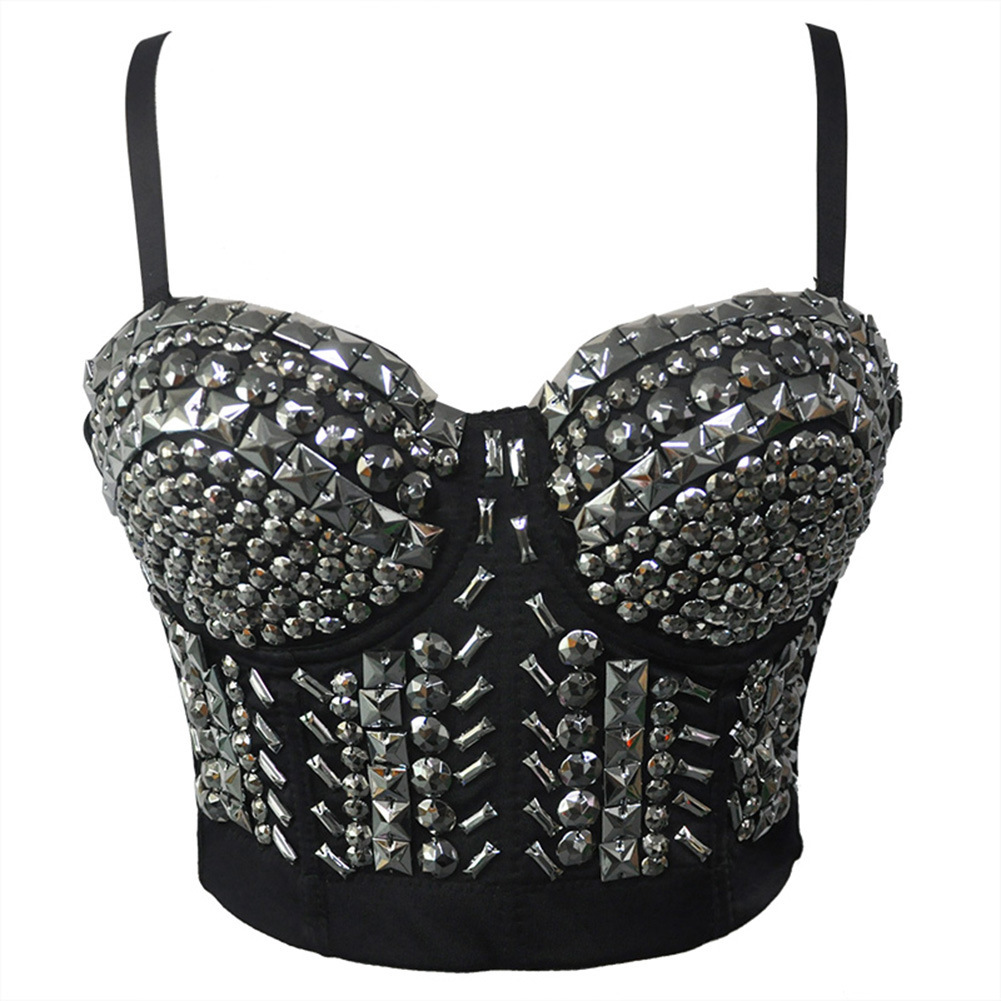 Singer Dancer Costume Punk Sequin Bead Women Bra Singer Dancer Costume Punk Sequin Bead Women Bra