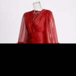 Fall New V-neck Three-dimensional Flower Pleated Dress Women