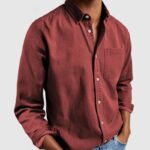 bbcfa841-383e-459c-ba7e-149a594e51ed-2.jpg Men’s Long Sleeve Lapel Shirt in Solid Cotton-Blend - Regular Fit
