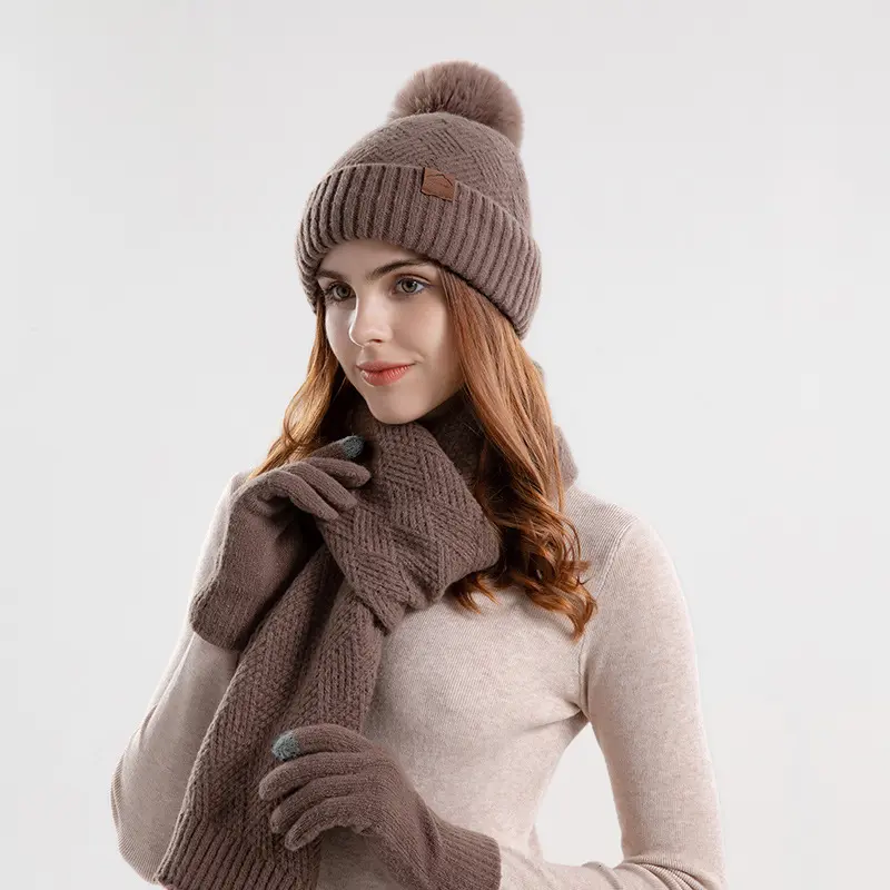 Warm Windproof Wool Knit Beanie for Women, Korean Style