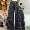 Slight Stretch Cotton Wide-Leg Straight-Leg Pants for Women