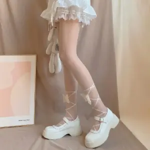Bow Japanese Style Silk Stockings for Women, One-Size