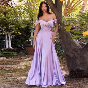 Figure-Flattering Long Bridesmaid Dress with Tight Waist