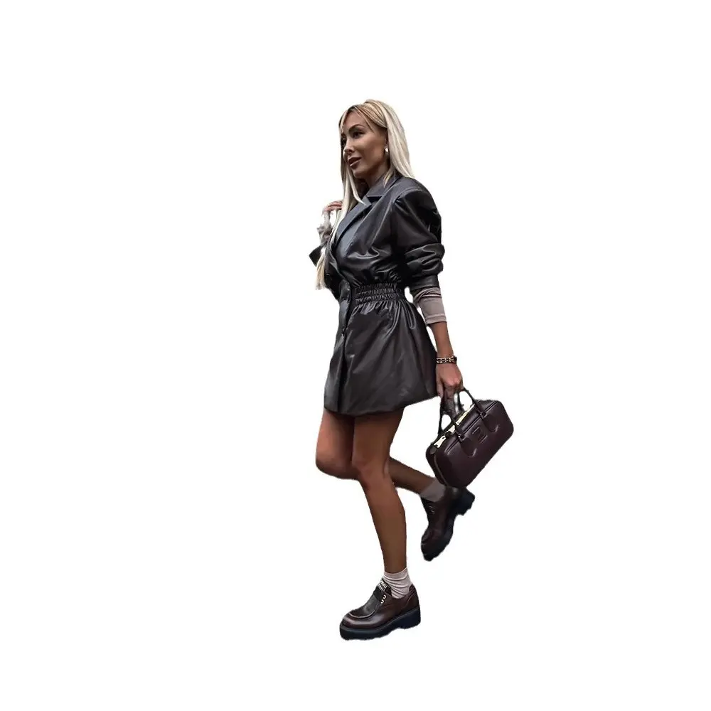 Tailored Black Imitation Leather Corset Suit Jacket Tailored Black Imitation Leather Corset Suit Jacket