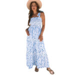 High-Waist A-Line Flower Sling Dress for Women