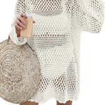 Loose Acrylic Pullover Beach Cover-Up with Bell Sleeves