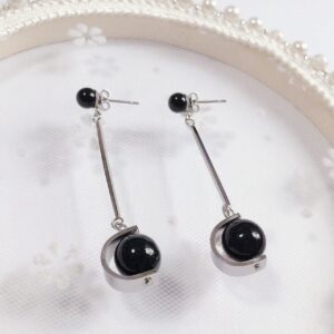 Lightweight Titanium Steel Starry Sky Geometric Earrings - Black