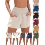Adjustable Fit Cotton-Linen Drawstring Pocket Beach Shorts