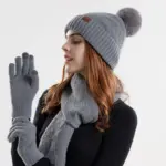 Warm Windproof Wool Knit Beanie for Women, Korean Style