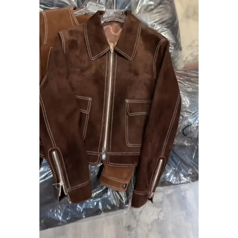 Women’s Brown Long Sleeve Maillard Jacket for Autumn