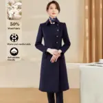 Warm Wool-Blend Women’s Coat for Winter Work Desk Uniform