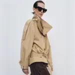 Tailored Short Khaki Double-Breasted Belted Trench Coat