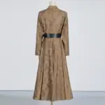 Streamlined Slim-Fit V-Neck Leather Trench Coat with Belt
