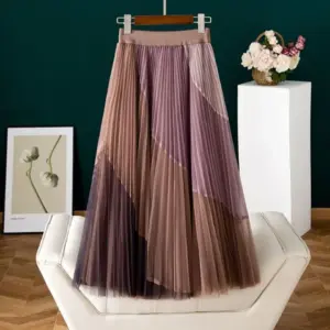 Comfort Fit Elastic Waist Mid-Length Flared Skirt