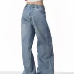 Retro Reverse-Wear Washed Denim Jeans for Men, Mid-Rise