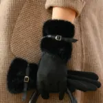 Warm Winter Fleece Lined Driving Gloves with Windproof Fit