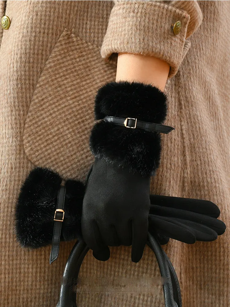 Warm Winter Fleece Lined Driving Gloves with Windproof Fit