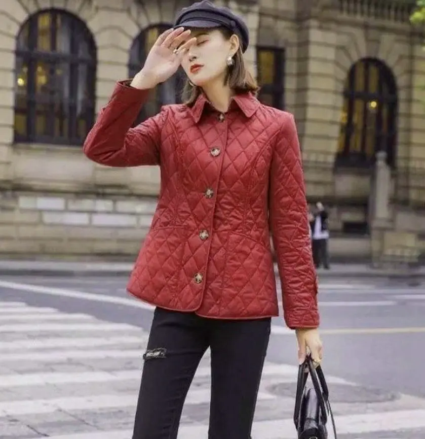 Women's Slim-Fit Diamond-Quilted Cotton Padded Jacket Women's Slim-Fit Diamond-Quilted Cotton Padded Jacket