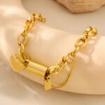 Heart Pendant Titanium Bracelet for Women, Stainless Steel