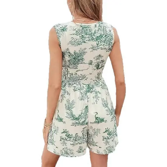 Animal Print V-Neck Sleeveless High-Waist Jumpsuit for Women Animal Print V-Neck Sleeveless High-Waist Jumpsuit for Women