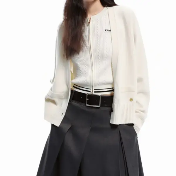 Warm Korean-Style V-Neck Two-Button Knit Cardigan