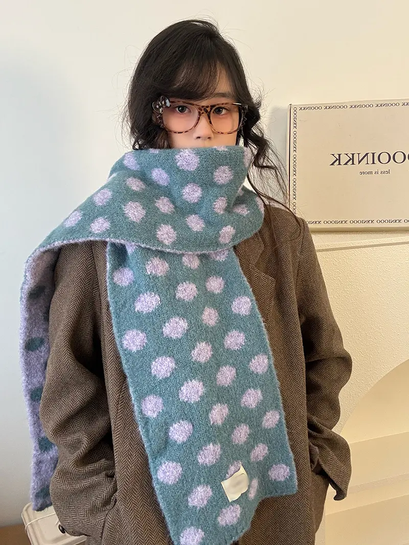 Polka-Dot Scarf for Women with Contrast Wrap Style Polka-Dot Scarf for Women with Contrast Wrap Style