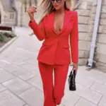 Women's Business Wear Jacket Solid Color Casual Pants Two-piece Set