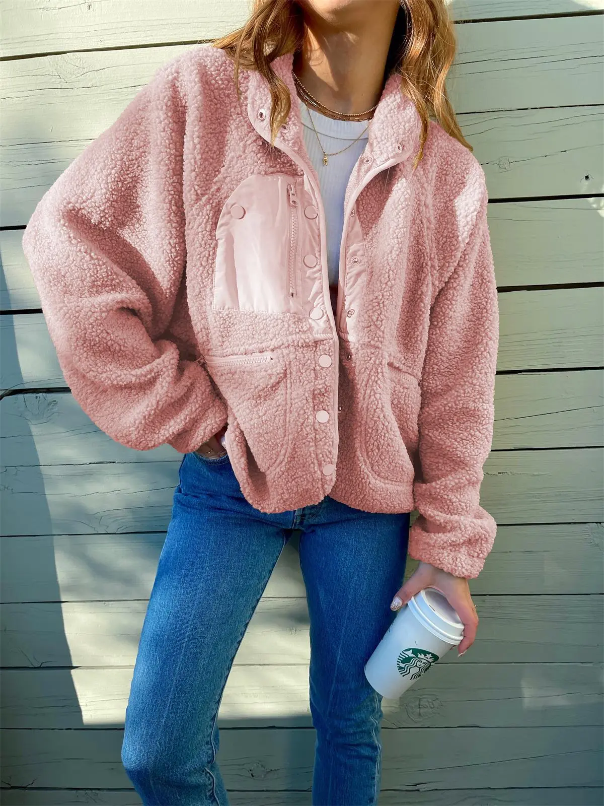 Short Cardigan Plush Jacket Lamb Wool Coat Short Cardigan Plush Jacket Lamb Wool Coat