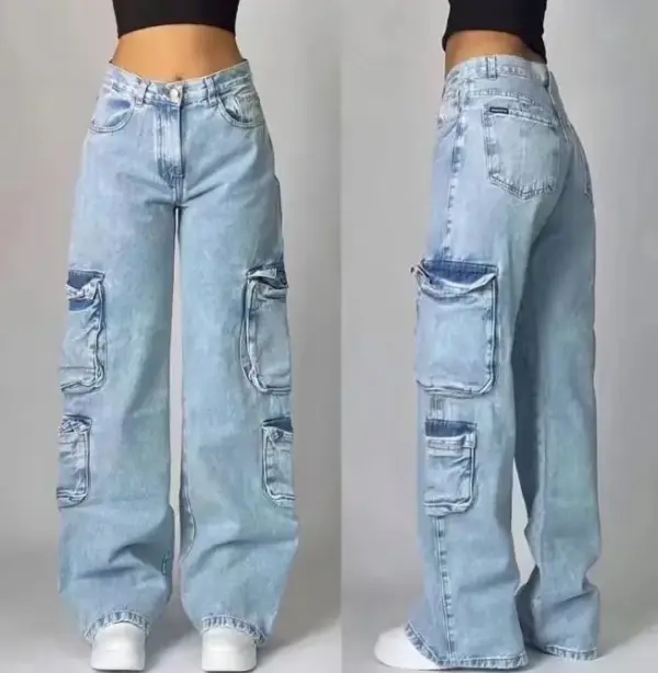 High-Waist Straight-Leg American-Style Denim Jeans for Women