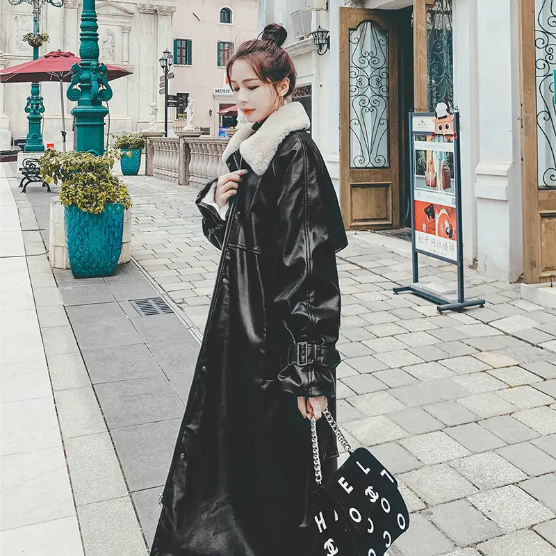 Insulated Winter Velvet PU Leather Jacket, Loose Fit