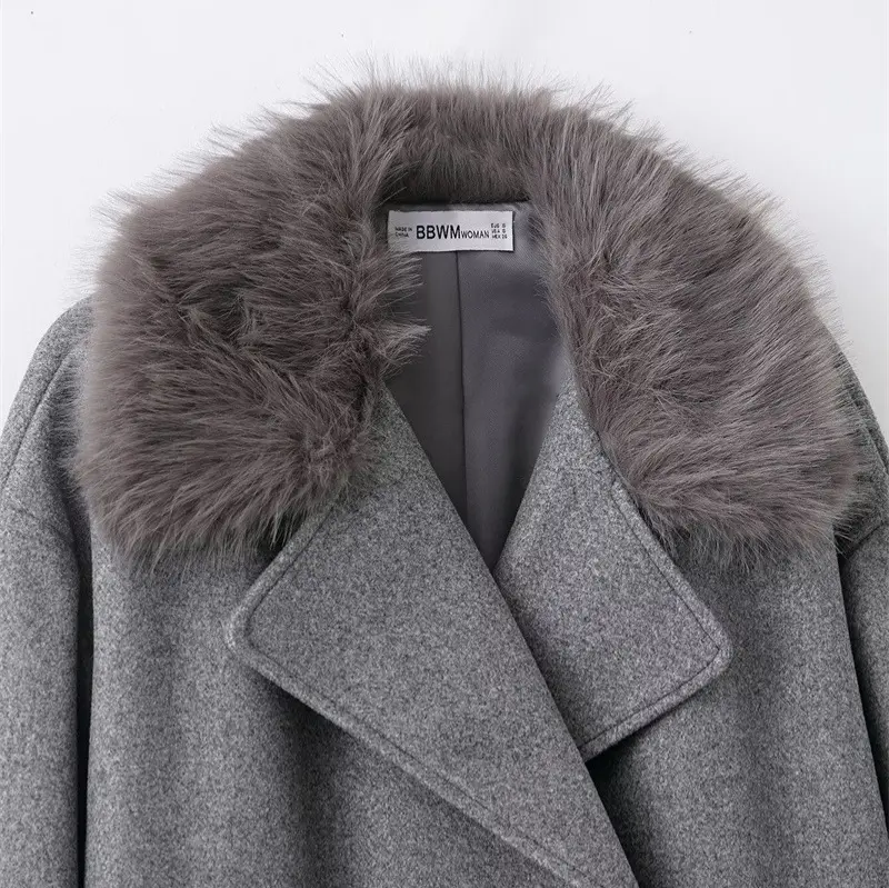 Women's Mid-length Hooded And Belted Wool Cape Coat Women's Mid-length Hooded And Belted Wool Cape Coat