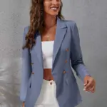 Tailored Slim Fit Suit Collar Women’s Blazer - Polyester