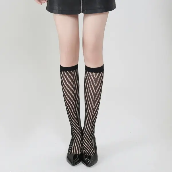 Women's Thin Floral Sexy Lace Trim Fishnet Stockings