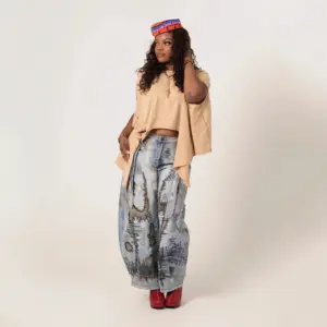 Wide-leg Boot-cut Stone-washed Jeans Wide-leg Boot-cut Stone-washed Jeans