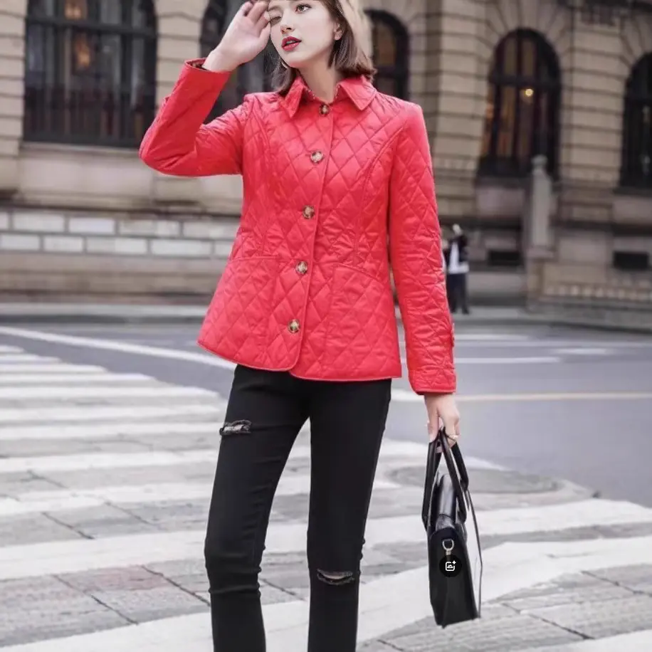 Women's Slim-Fit Diamond-Quilted Cotton Padded Jacket Women's Slim-Fit Diamond-Quilted Cotton Padded Jacket