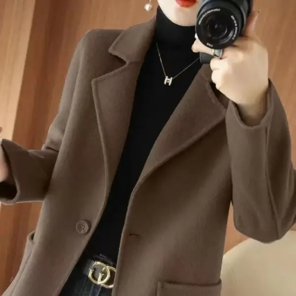 Everyday Warm Mid-Length Wool-Blend Coat with Petal Sleeves