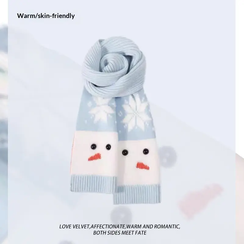 Light Blue Plaid Women’s Scarf with Tassels for Winter Wear