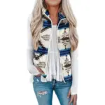 Festive Plush Printed Women’s Christmas Vest, Polyester