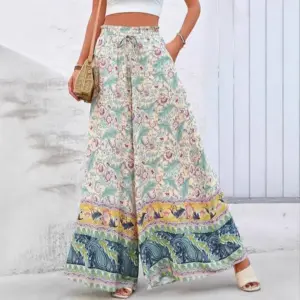 Bohemian Multicolor Printed Maxi Dress for Women, Loose Waist