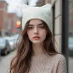 Warm Pointed Knit Beanie for Women - Free Size, Windproof