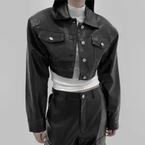 Lightweight Black Biker Leather Jacket for Women, 1 lb