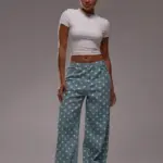 Casual Polka Dot Mid-rise Non-stretch Jeans