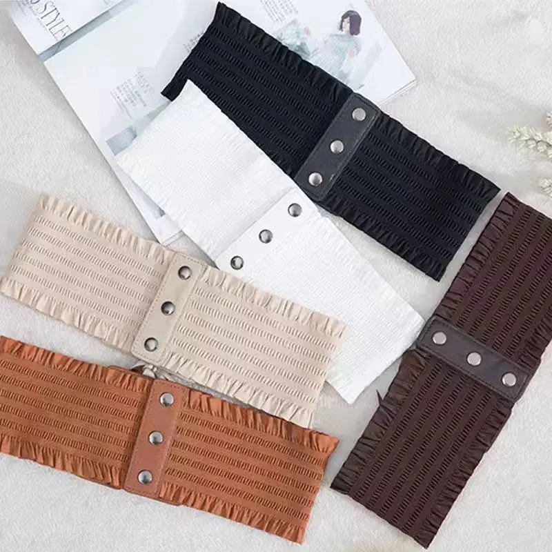 Retro Wide Elastic Belt for Women with Secure Snap Closure Retro Wide Elastic Belt for Women with Secure Snap Closure