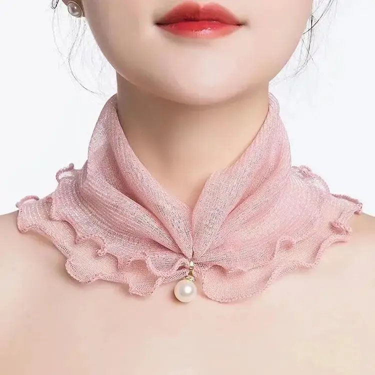 Breathable Womens Sun-Protective Neck Gaiter Veil with Chiffon Mesh