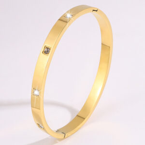 Non-fading Titanium Steel Bracelet with Diamond Inlay