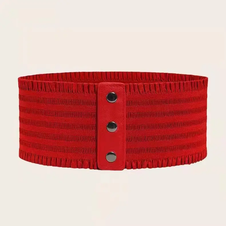 Retro Wide Elastic Belt for Women with Secure Snap Closure Retro Wide Elastic Belt for Women with Secure Snap Closure