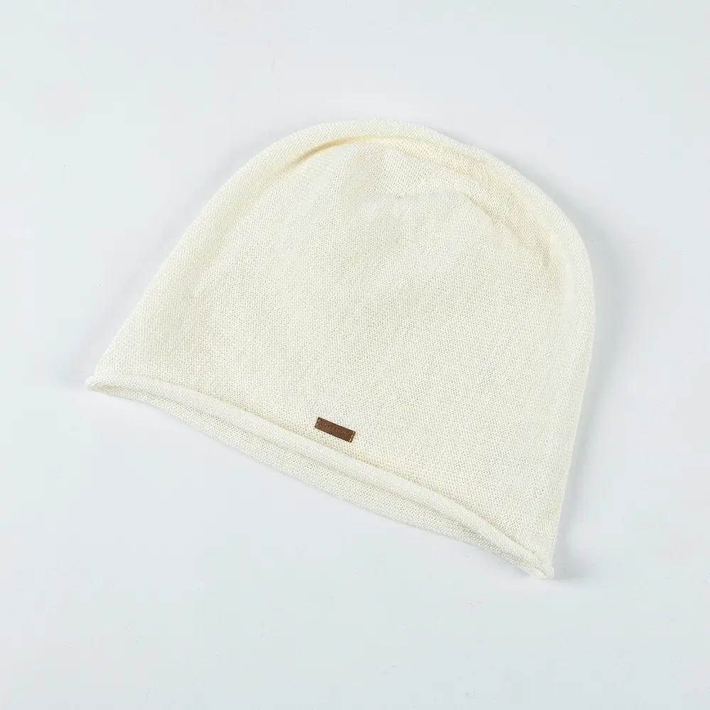 Breathable Knitted Linen Fisherman Hat With A Leather Patch Label