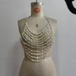Detachable Strap White Bikini Top for Beach Nightclub - A-Line
